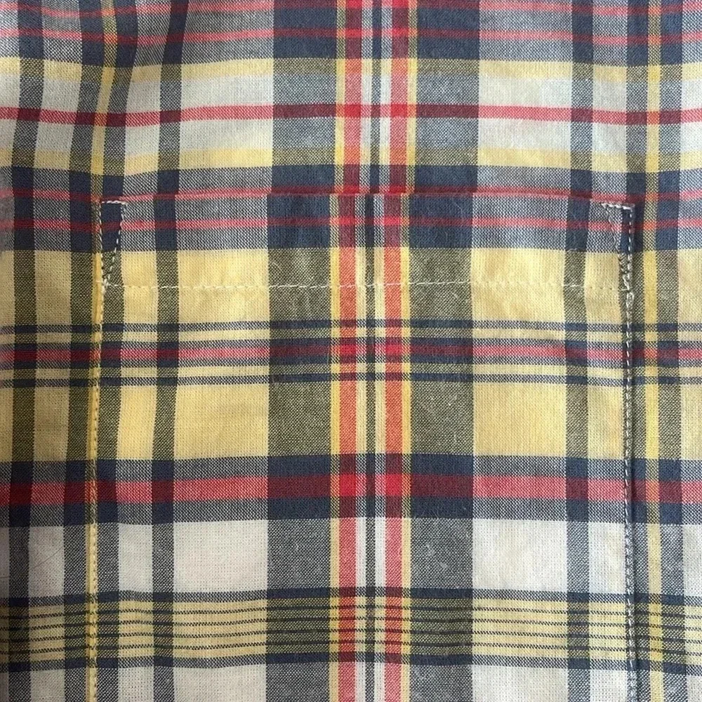 J Crew Button Down Slim Large Summer Plaid 100% Cotton Shirt